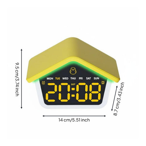 House Shaped Alarm Timepiece Multicolor Display LED Digital Timepiece Double
