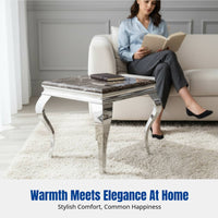 Minimalist Marble Corner Table, Stainless Steel, Small Apartment Accent
