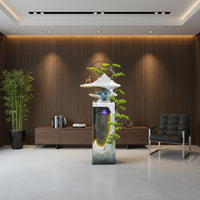 Chinese Design Floor Water Feature Feng Shui Design Water Feature Soothing Sounds Indoor Waterfall Water Feature for Business Owners, Living Room