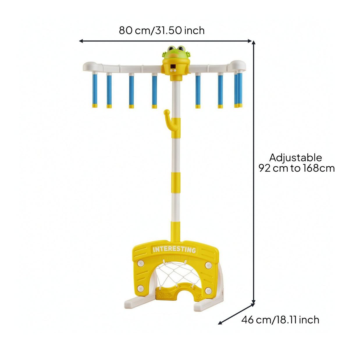Kids Sports Training Station Adjustable-Height Reaction Training Stand Play Stand with Hanging Sticks Multi-Game for Toddlers
