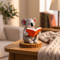 Tabletop Koala Figurine with Wood Base | Resin, for Desk