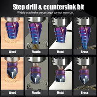 5-Piece HSS Step Drill Bit Set with 6-Piece Chamfering Tool