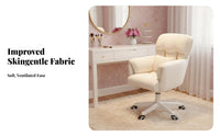 plush Vanity Chair Plush Comfort plush Vanity Seat Curved supportrest Stylish Design for Teens, Students, Bedroom, Small Spaces