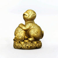 Monkey Statue with Lotus Base Lustrous Chinese Astrological Monkey Statue