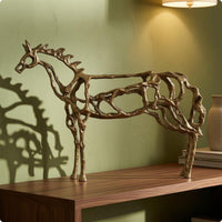 Openwork Horse Sculpture Hollow Animal Ornament Antique Style Home Decor