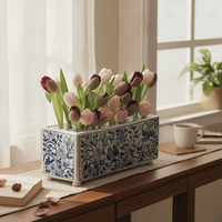 Rectangular Flower Vase Perforated Home Decor Decorative