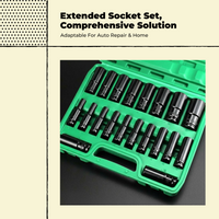 Deep socket set for electric wrenches