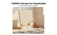 Childrens Wooden Bookcase Solid Wood Frame Toddler Bookshelf Little