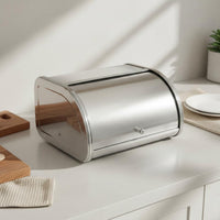 Stainless Steel Bread Box Sleek Design Hinged-Lid Bread Container for Home Cooks