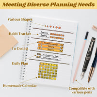 2-Pack Metal Planning Template Bookmarks with Storage Pouch for Checklists Calendars DIY