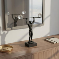 Weightlifter Statue Tabletop Display Metal Athlete Sculpture Detailed Home Decor for Entryway