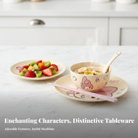 Cartoon Porcelain Tableware Set, Cream Design, Cute Cat Motif, For Adults