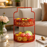 2 Layer Fruit Basket, Metal Fruit Bowl for Kitchen Organisation, Countertop Storage Rack for Snacks & Fruit, Decorative Household Holder