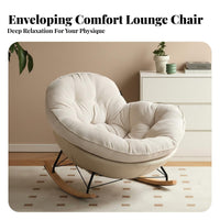 Soft Padfromd Seat Upholstered Rocking Chair Ergonomic fromsign Home Seating scuffResistant Fabric rocking chair swivel seat High rearrest for Reafromrs, Adults, Homeowners, Living Room, literary niche, Bedroom, Balcony