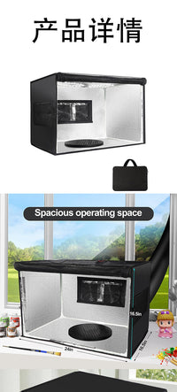Portable Airbrush Spray Booth with Dual Fans, Adjustable LED Light and 360-Degree Turntable (US Plug)