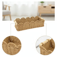 Woven Storage Basket with Handles Portable for Desktop, Bathroom Shelf