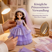 20cm Cotton Doll Purple Gown Outfit - Handmade Original Design