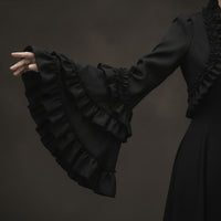 Gothic Shrug with Flared Cuffs Long Sleeves Ruffled Short Jacket Shrug Breathable Apparel for Cosplayers, Themed Parties