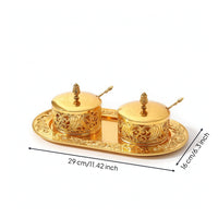 Ornate Sugar Bowl with Spoon Decorative Filigree Sugar Pot Long-Lasting Seasoning Jar Food-Safe for Hosts