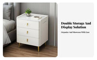 3-Drawer Nightstand Easy to Clean 3-Drawer Cabinet Italian Look for Guest Room