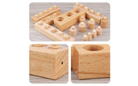 Preschool Developmental Cylinder Block Early Learning Cylinder Socket Block Natural Wood Educational for Preschoolers, Toddlers, Kids, Home, Classroom