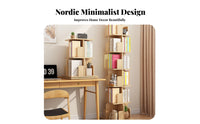 Solid Wood Construction Rotating Bookshelf Space Saving 360 Degree Revolving Bookcase Large Capacity Revolving Corner Bookcase Sturdy & Stable for Children, Students, Office Workers, Small Areas, Nursery, Study Room, Bedroom