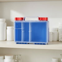 Portable Storage Box with Compartments Hinged Compartment Box with Handle Latched Plastic Organizer with Latches Clear for First Aid