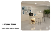 L-Shaped Reception Desk Multi-Functional Modern L-Shaped Reception Desk Sturdy Construction Commercial Checkout Counter for Workplaces, Lobbies
