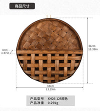 圆形室内木质挂篮壁挂装饰插花装饰田园风置物篮民宿背景墙面挂饰