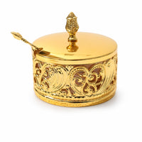 Ornate Sugar Bowl with Spoon Decorative Filigree Sugar Pot Long-Lasting Seasoning Jar Food-Safe for Hosts