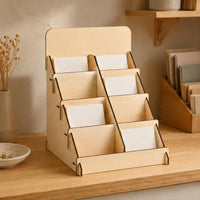 4-Tier Wooden Greeting Card Stand Space-Saving Shop Fixture Large Capacity