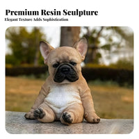 French Canine Statue Realistic Details Resin Dog Sculpture Indoor Outdoor Canine Figurine Puppy Figurine for Living Room, Patio, Bookshelf
