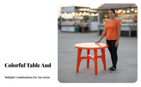 Table and Chair Set Umbrella Hole Compatible Food Stall Furniture Heavy Duty Outdoor Table and 6 Chairs for Families, Beach, Garden, Backyard