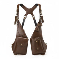 Double Shoulder Armpit Bag Multi-Functional Double Shoulder Armpit Bag Adjustable Straps PU Leather Underarm Pouch for Outdoor, Travel, Cosplay
