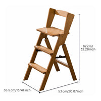 Ladder Stool with Backrest 2-in-1 Folding Step Stool Space-Saving Step Ladder Chair for Kitchen