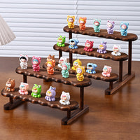 Walnut Wood Figure Display Stand with Wave Design