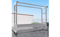 Stainless Steel Clothes Drying Rack Floor-Standing Clothes Drying Rack with Wheels Double Rod Multi-Tier for Families, Apartment Dwellers, Laundry Room, Balcony