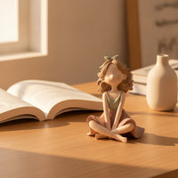 Girl Figurine Matte Tabletop Girl Statue Compact Desktop Figurine for Desk, Shelf, Nightstand