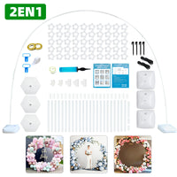 2-in-1 Balloon Arch Stand Kit with PVC Rings and Water Bags for Weddings