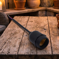 Outdoor Light Fitting with UK Plug for Garden Lighting, E27 Lamp Bulb Holder Pendant Light for Living Room, Pure Copper Core DIY Lighting, PVC