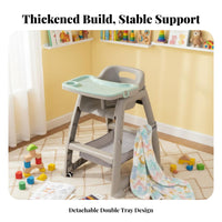 Multi-Functional Infant Eating Chair Five-Point Harness Young Child Dining Seat with Tray PP Material Convertible Infant High Chair for Mealtime