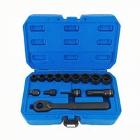 14 Pieces Pass-Through Socket Set 12-Point Metric Socket Set Hard Plastic Case