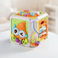 Interactive Learning Cube with Sea Creature Theme Tactile Motor Skills Toy with Beads Early Education Activity Polyhedron Hands-on for Babies, Playroom