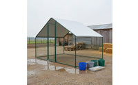 Covered Avian Pen Mesh Metal Chicken Coop Peaked Roof Avian Coop for Outdoors