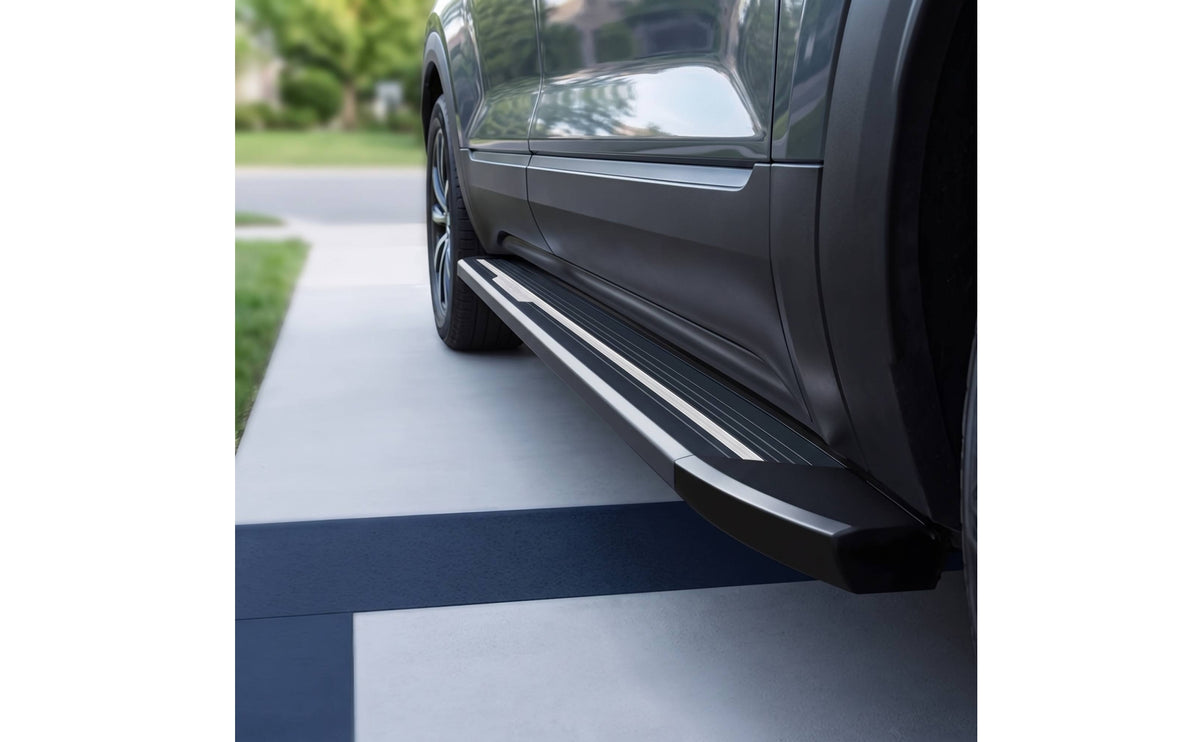 Vehicle Side Steps Anti-Slip Running Boards with Silver Trim Elegant Side Step with Mounting Brackets for SUV Owners, Exterior Upgrade, Daily Driving