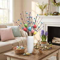Easter Egg Carrot Picks Decorative Artificial Branch Easter Eggs Stem Festive Design for Celebration Floral Arrangement, Tabletop Centerpiece, Home Vase Decor, Mantel, Porch