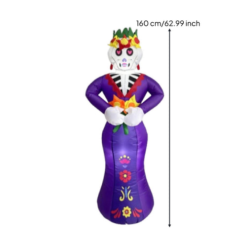 Halloween Skeleton Inflatable Standing Halloween Skull Inflatable Violet Outdoor for Porch, Party