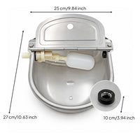 1 Piece Automatic Water Bowl Livestock Waterer Auto Fill Float Valve Float Ball Valve Durable Stainless Steel Rounded Basin Suitable for Farm Animals Pastures Barns