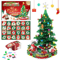 Cross-border Building Block Christmas Calendar Blind Box Countdown, 24-grid Children's DIY Car Dinosaur Building Block Tear-off Blind Box
