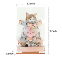 Cat Harness and Leash Walking Set, Nylon Vest Harness Leash for Kitten or Adult Cat, Walking Cat Harness with Chest Strap, Not Retractable 120cm
